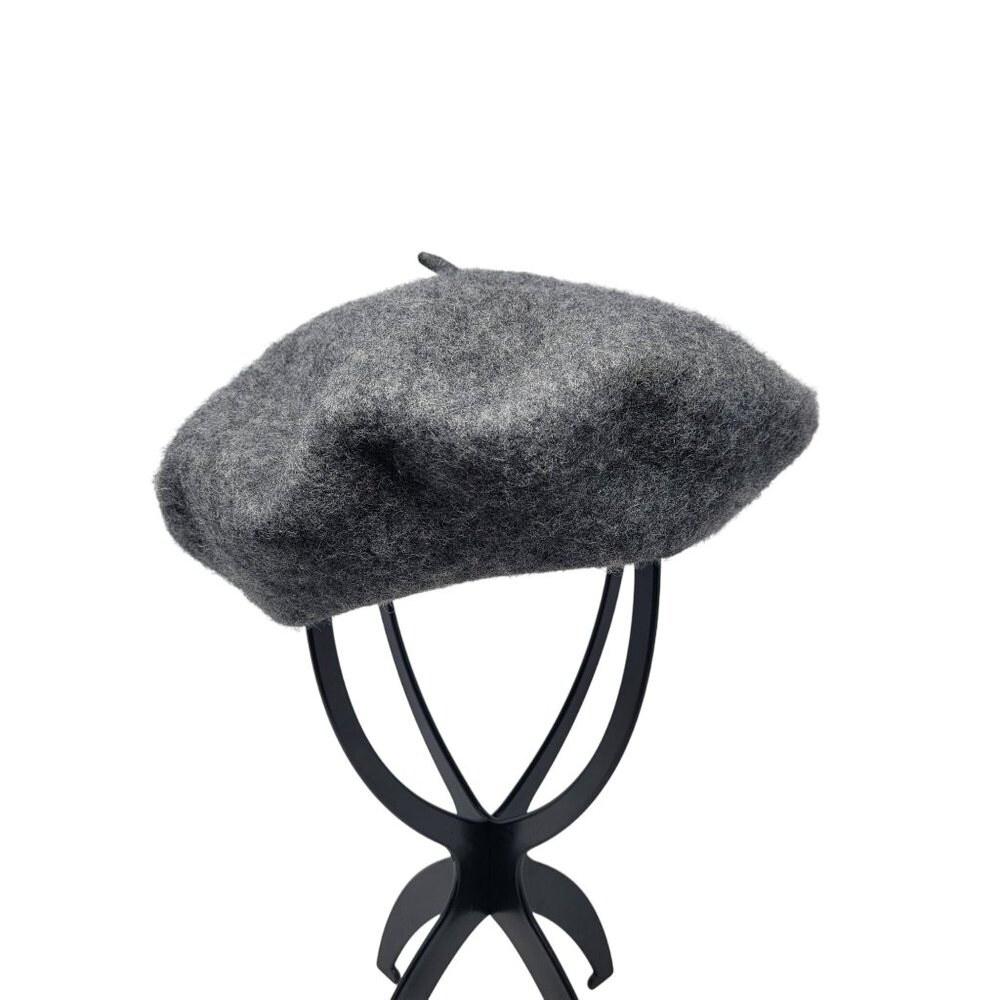 Unisex Classic Heather Gray Wool‎ Beret Hat French-Chic Artsy Dark Academia